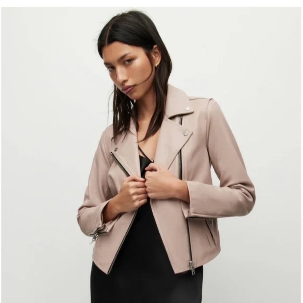 All Saints Dalby Slim Fit Leather Biker Jacket NWT 2